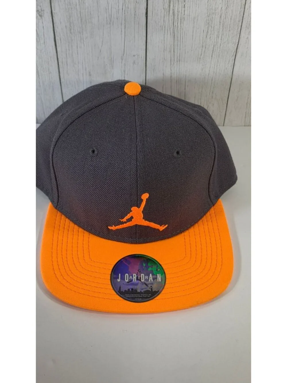 NIKE AIR JORDAN TRUE JUMPMAN SNAPBACK HAT GRAY ORANGE FLAT BRIM BASEBALL CAP OSF